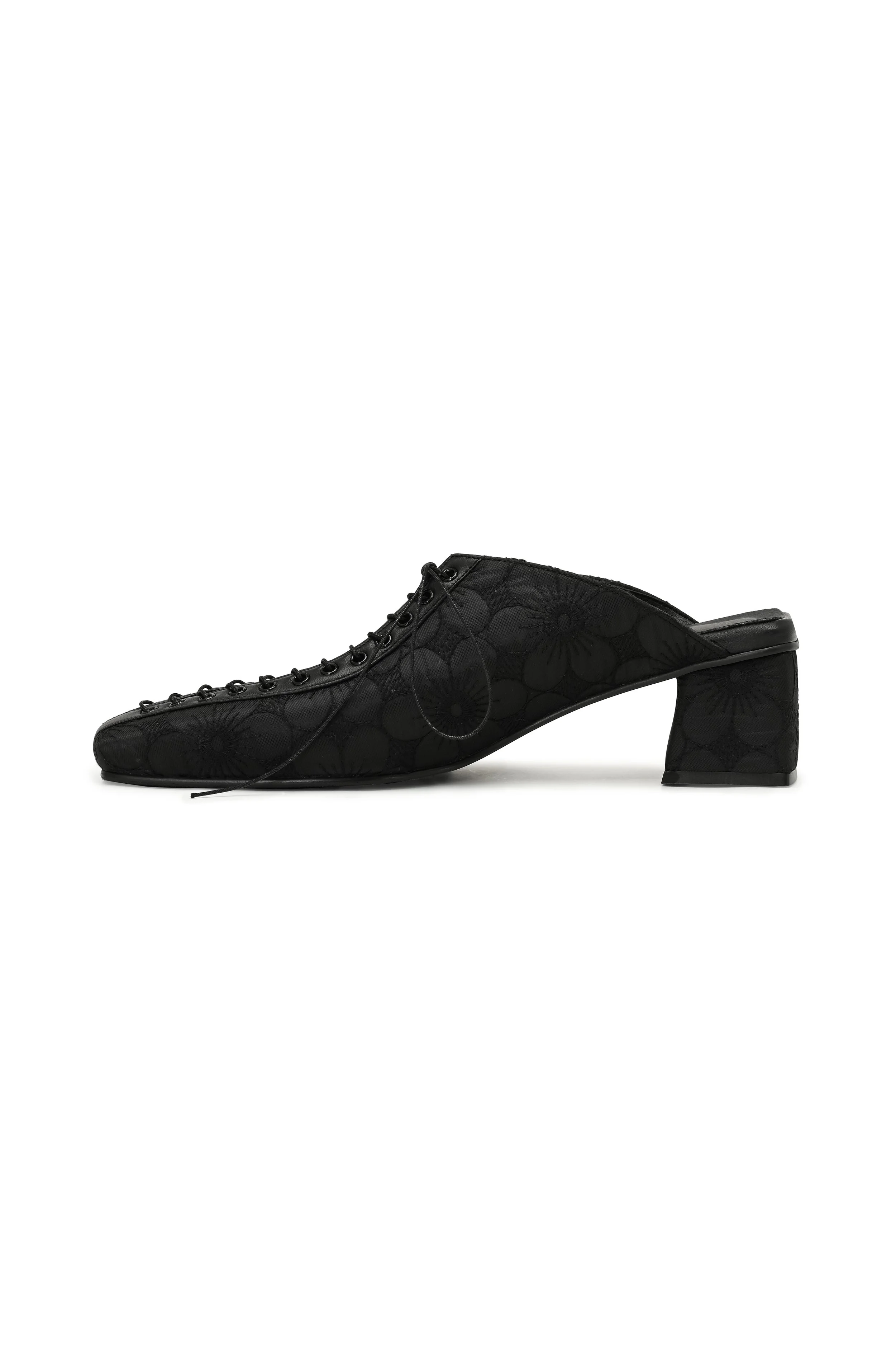 Lace Mule Black — GYOUREE KIM